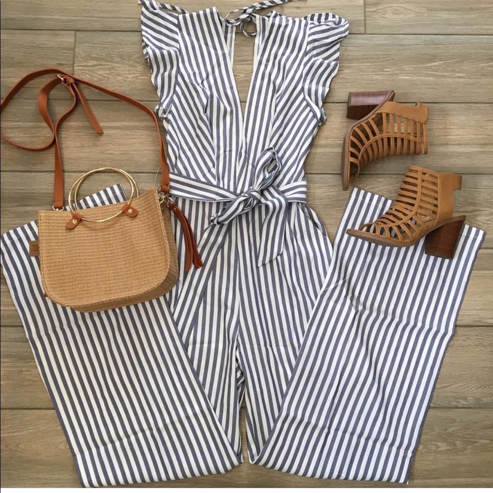 Stripe pant romper